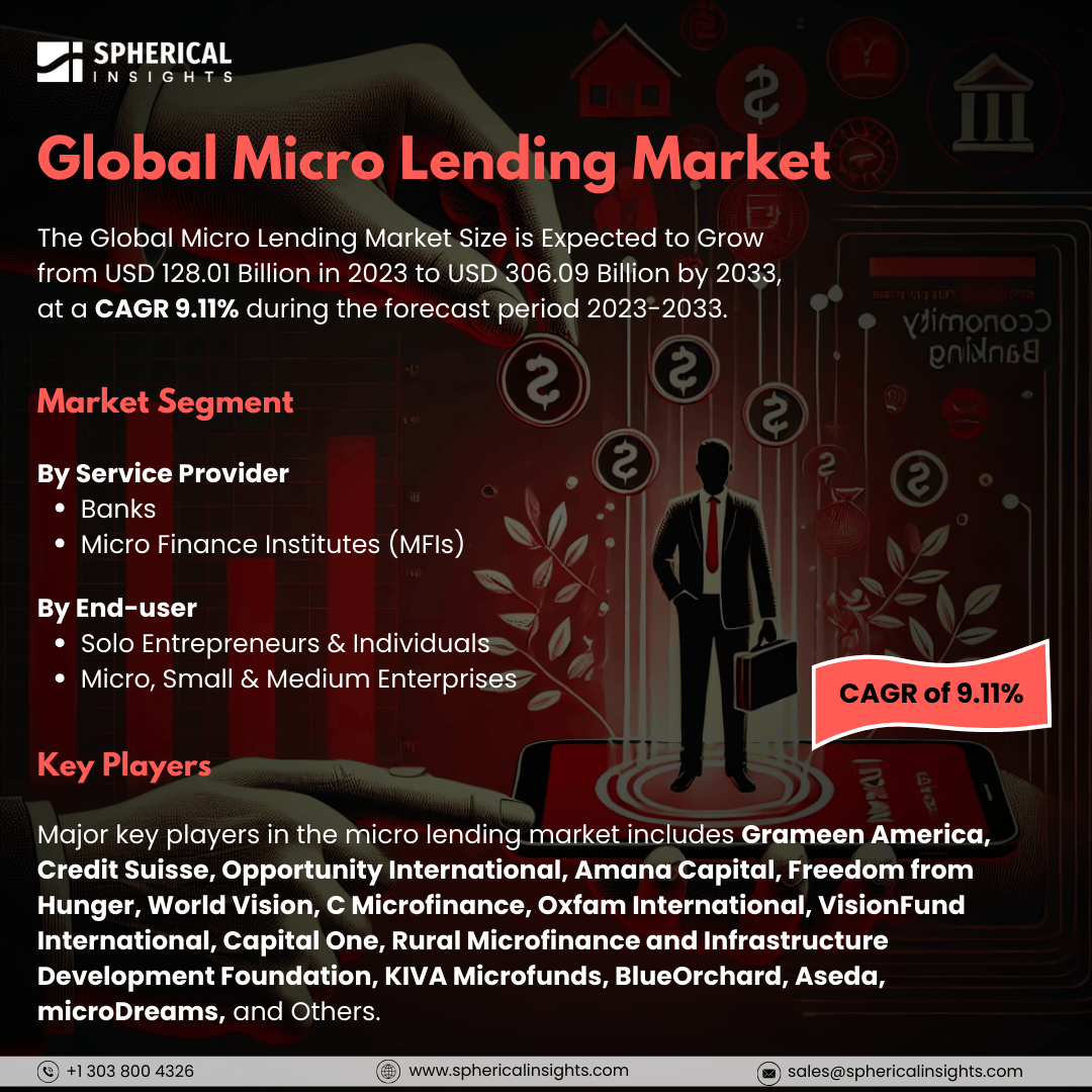 Global Micro Lending Market Size to worth USD 306.09 Billion by 2033: Forecast Analysis Report