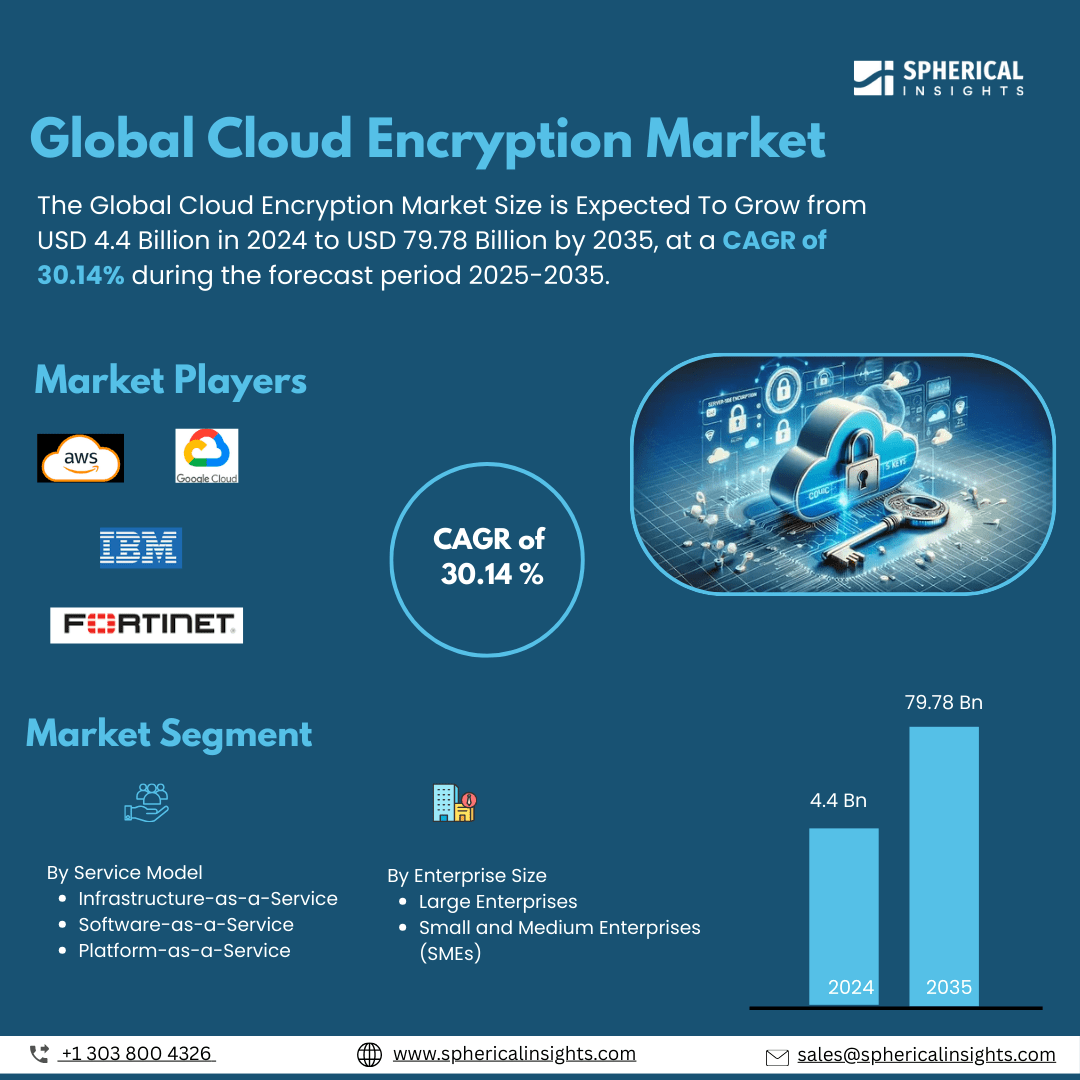 Global Cloud Encryption Market Size To Exceed USD 79.78 Billion by 2035 | CAGR of 30.14% : Market Study Report