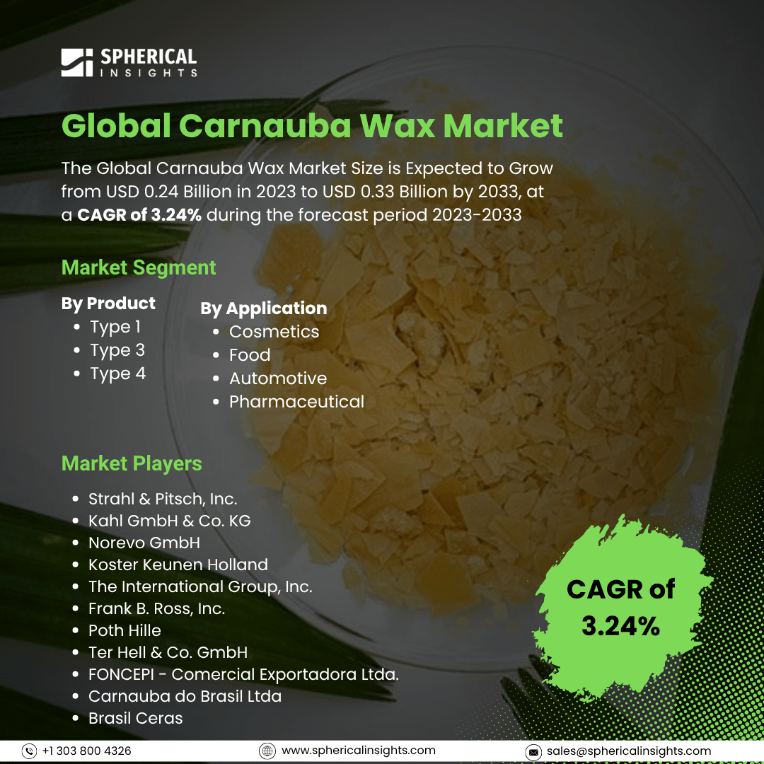 Global Carnauba Wax Market Size To Exceed USD 0.33 Billion by 2033: Market Insight Report