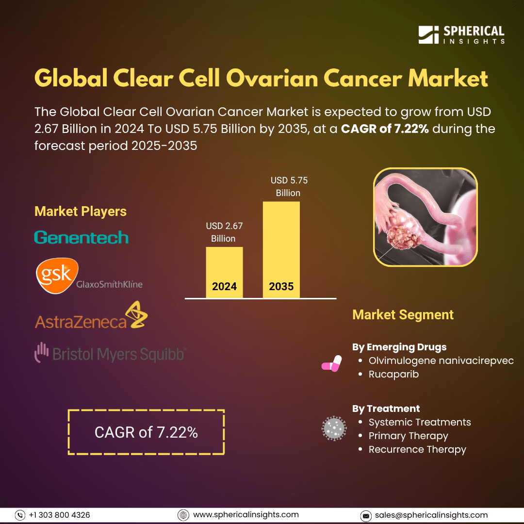 Global Clear Cell Ovarian Cancer Market Size To Exeed USD 5.75 Billion by 2035 | CAGR of 7.22% : Market Study Report