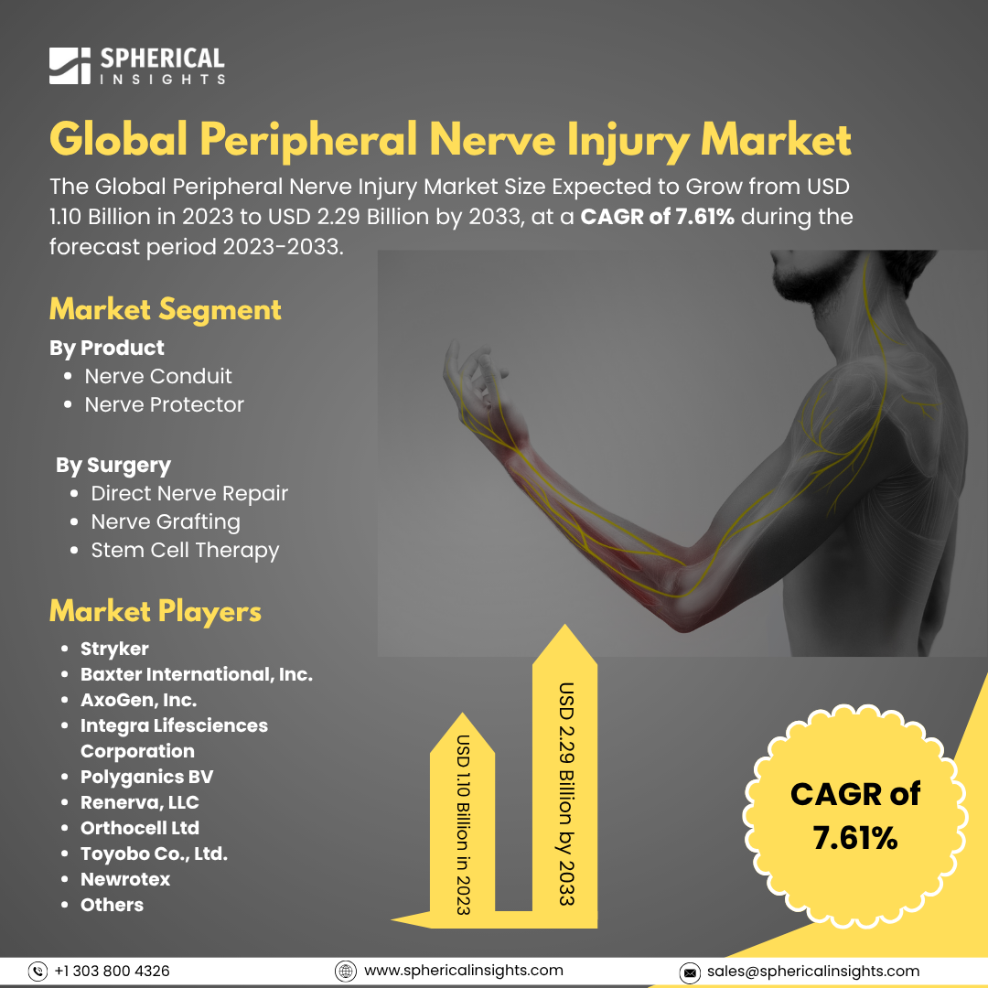 Global Peripheral Nerve Injury Market Size to Exceed USD 2.29 Billion by 2033: Market Statistics Report