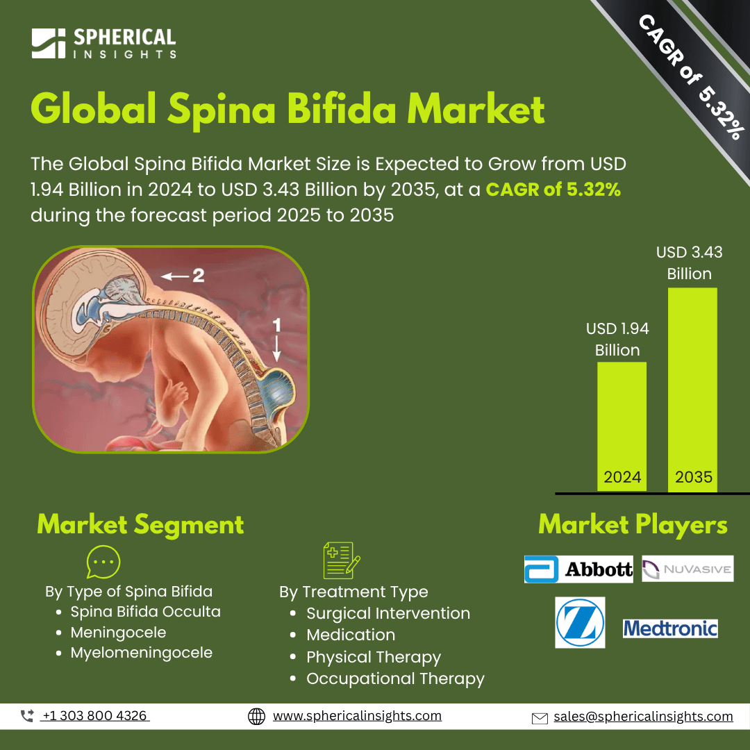 Global Spina Bifida Market Size To Exceed USD 3.43 Billion by 2035 | CAGR of 5.32% : Market Study Report